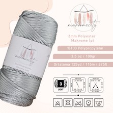 Makrome City Premium 100 gr Polyester Makrome Ipi Açık Gri 2mm - 120 M Supla Ip ve Çanta Ipliği