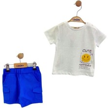 Çikoby Erkek Bebek Ön Cep Detaylı Pamuklu Şortlu Takım