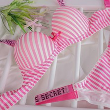 TCB Kadın Victorias Secret Pembe Çizgili Sütyen Takımı Bayan Sütyen Takımı Iç Çamaşırı Sütyen Külot Tanga Bralet