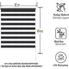 Mekstor Soft Bamboo Siyah Gri Kırçıllı Zebra Perde ( Etek Düz )