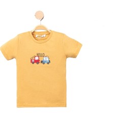 Babexi Erkek Çocuk Hellocitfaye Polis Arabası Baskılı Sarı Tshirt