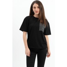 Rey Coco Zımba Detaylı Cepli T- Shirt - Siyah