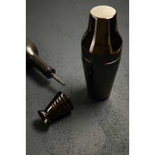 TheBRo Parlak Siyah French Shaker Kokteyl Seti, 75ML Jigger, 2 Adet Şişe Dökücü