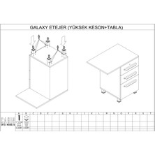 Çağın Ofis Mobilyaları Galaxy 120 cm Yüksek Kesonlu Antrasit Çalışma Ofis Masa (Minyatür/antrasit)