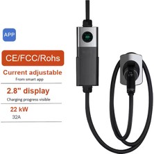 Hıcı Elektrikli Araç Şarj Istasyonu Wifi Aplikasyonlu Type2 3,5KW-7KW-11KW-22KW Dönüştürücü ve Çanta Hediyeli
