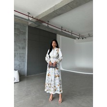 Wellway Ithal Babel  Kumaş Elbise (Kemer Dahildir) - Bej