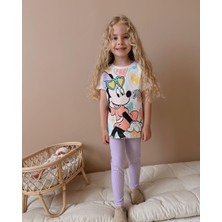 Sacro Kids Minnie Mouse Baskılı Taytlı T-Shirt Kız Çocuk Takım