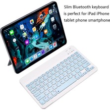 TezMax Apple iPad 7. Nesil 10.2" Uyumlu Kablosuz Bluetooth Şarj Edilebilir Mini Q Klavye - Mavi