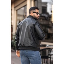 BearGlam Erkek Kolej Yaka Deri Ceket