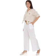 Eren Style Italyan Kemerli Keten Pantolon