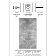 Ruglod Makinede Yıkanabilir Kaymaz Taban Leke Tutmaz Gri Salon Halısı Mutfak Halısı ve Yolluk