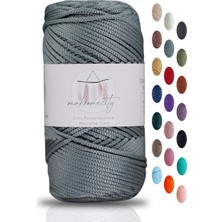 Premium 100 gr Polyester Makrome Ipi Gri 2mm - 120 M Supla Ip ve Çanta Ipliği