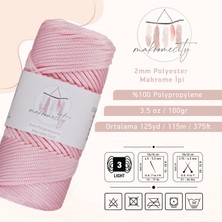 Premium 100 gr Polyester Makrome Ipi Pudra Pembe 2mm - 120 M Supla Ip ve Çanta Ipliği