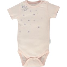 Bebetto Ajurlu Gözenekli Pamuklu Kısa Kollu Bebek Çocuk Body 2li Yaş Çiçek Nakışlı (My Happıness) (T2544)