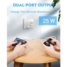 TEKNETSTORE Samsung 25W Süper Hızlı USB ve Type C Çift Girişli Şarj Adaptörü 25WATT Turbo Adaptör