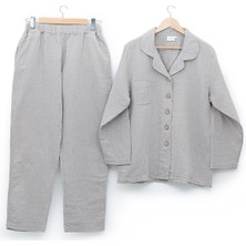 Ecocotton Melsa Kadın Pijama Takımı  Organik Pamuk Müslin Açık Gri