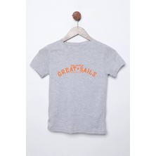 Julude Gri Yazı Baskılı Bisiklet Yaka Erkek Çocuk Tişört P-00011579