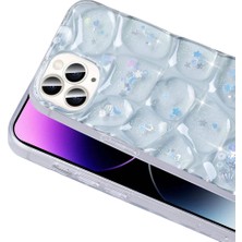 RESVEQ iPhone 14 Pro Max Uyumlu Zore Kılıf Simli 3D Desenli Zore Hacar Kapak-Pembe-Mavi