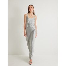 Koton Saten Elbise Uzun Halter Yaka Kolsuz