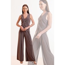 Laranor Pile Detay Bol Paça Pantolon 38 - Sütlü Kahve