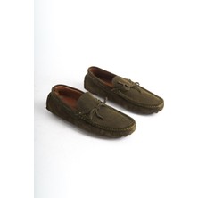 Mubiano Summer Mubiano Hakiki Deri Erkek Süet Haki Bağcık Detay Loafer -MSSR1273-HK