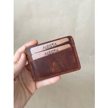 Alesta Leather El Yapımı Hakiki Deri Minimal Kartlık/Mini Cüzdan