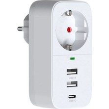 Fulltech Ftr-17 Isıya Dayanıklı Çocuk Koruma 2 USB 1 x Type C 2 mt Akım Termal Akım Korumalı Priz
