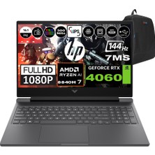 Hp Victus 16-S1010NT Amd Ryzen 7 8845HS 64GB Ram 2tb SSD Freedos 16.1 Inç Fhd 144Hz 7ms 300NİT 8GB-RTX4060 Taşınabilir Bilgisayar 9Z790EAF07 + Zetta Çanta