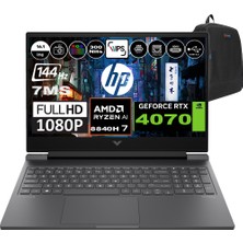 Hp Victus 16-S1002NT Amd Ryzen 7 8840H 64GB Ram 2tb SSD Freedos 16.1 Inç Fhd 144Hz 7ms 300NİT 8GB-RTX4070 Taşınabilir Bilgisayar A05N6EAF07 + Zetta Çanta