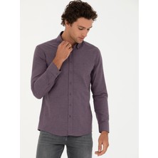 Cacharel Erkek Mürdüm Slim Fit Uzun Kollu Gömlek 50279988-VR074