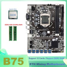 Guitar B75 Eth Madencilik Anakart 12XPCIE ile Usb'ye G630 Cpu + 2xddr3 4 GB 1333 Mhz Ram Bellek B75 USB Btc Madenci Anakart (Yurt Dışından)