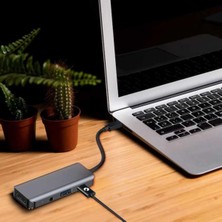 Porodo 4'ü 1 Arada Usb-C Hub Type-C Pd 100W HDMI USB 3.5mm Aux Uyumlu