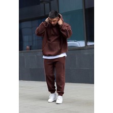 CMZ Collection Erkek Oversize Kalın Eşofman Takımı Kahverengi