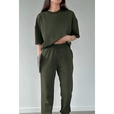 CMZ Collection Premium Kısa Kollu Takım Kadın Haki