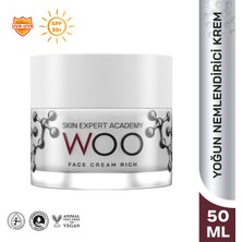 Woo Skin Expert Academy Face Cream Rich; Yoğun Nemlendirici, Besleyici, Canlandırıcı Zengin İçerik & SPF 30 UVA-UVB Güneş Korumalı Yüz Kremi 50ml Tüm ciltler için