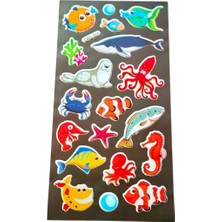 Bluoksweet Deniz Kızı Balık Ahtapot Sea Model-5 Kabartmalı Puffy Çocuk Renkli Etiket Çıkartma Sticker