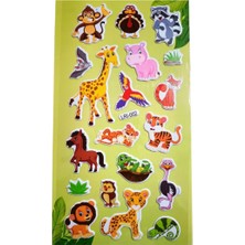 Bluoksweet Kabartmalı Puffy Model-1 Hayvan Safari Maymun Fil Çocuk Etiket Çıkartma Etiket