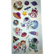 Bluoksweet Kabartmalı Space Uzay Planet Astronot Model-4 Puffy Çocuk Kız Erkek Etiket Çıkartma Sticker