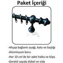Raysız Ahşap Klasik Rustik Perde Askısı (Alüminyum Boru) Halka ve Klips