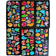 Bluoksweet 6 Sayfa Tam Set Deniz Kızı Balık Ahtapot Sea Kabartmalı Puffy Çocuk Renkli Etiket Çıkartma Sticker