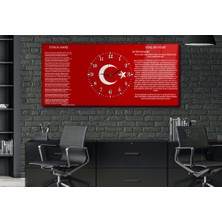 Marpanya Türk Bayrağı Zeminli Gençliğe Hitabe ve Istiklal Marşı Yatay Ortadan Saatli Cam Tablo 001 YSOV001