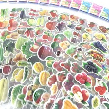 Bluoksweet 5 Sayfa Çoklu Adet Figür Meyve Sebze Fruit Çocuk Çıkartma Sticker Defter Yapıştır Etiket