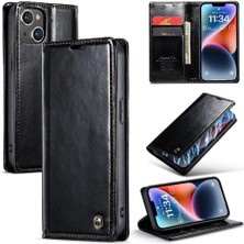 YH Mall Iphone 14 Için Flip Case Artı Retro Cüzdan Kapak Çılgın At Pu Deri (Yurt Dışından)