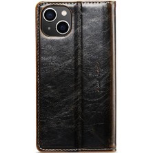 YH Mall Iphone 14 Için Flip Case Artı Retro Cüzdan Kapak Çılgın At Pu Deri (Yurt Dışından)