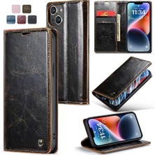 YH Mall Iphone 14 Için Flip Case Artı Retro Cüzdan Kapak Çılgın At Pu Deri (Yurt Dışından)