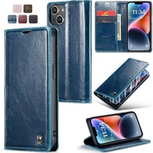 YH Mall Iphone 14 Için Flip Case Artı Retro Cüzdan Kapak Çılgın At Pu Deri (Yurt Dışından)