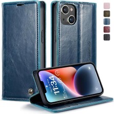 YH Mall Iphone 14 Için Flip Case Artı Retro Cüzdan Kapak Çılgın At Pu Deri (Yurt Dışından)