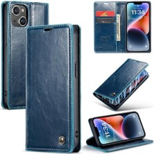 YH Mall Iphone 14 Için Flip Case Artı Retro Cüzdan Kapak Çılgın At Pu Deri (Yurt Dışından)