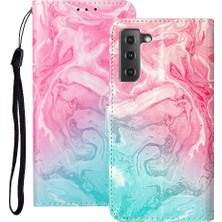 YH Mall Samsung Galaxy S22 5g Için Flip Case Mermer Desen Manyetik Kart Yuvaları Pu (Yurt Dışından)