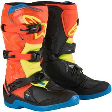 Alpinestars Tech 3s Kros Çocuk Motosiklet Botu Oranj / Mavi / Sarı